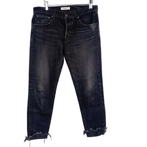 Moussy Vintage 27 Distressed Black Staley Tapered Jeans Button Fly Cotton Fray